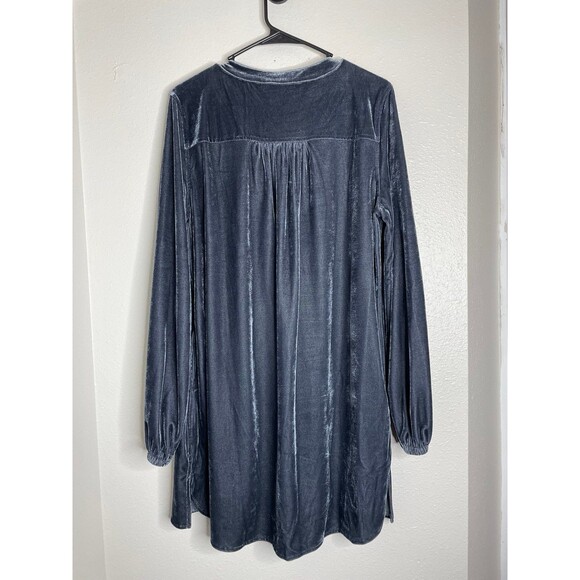 Easel Velvet Tunic Dress M Gray Charcoal Soft Girl Boho Chic Boutique Flowy Long - Picture 4 of 6